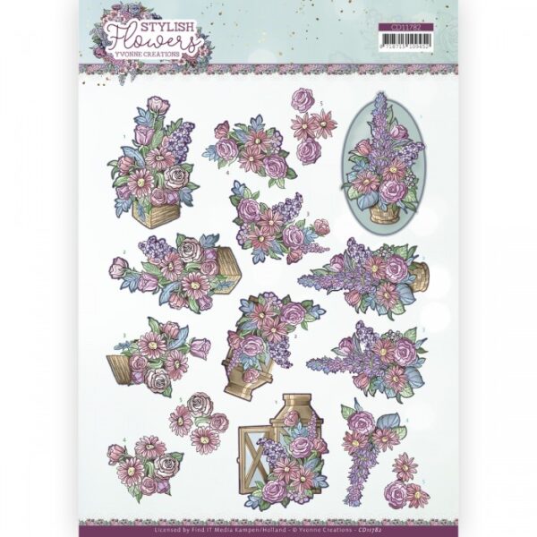 knipvel-3D-Yvonne Creations - Stylish Flowers - Flower Arrangement - CD11782