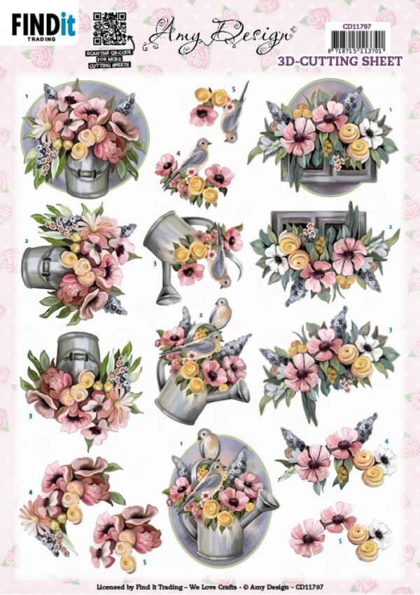knipvel-Amy-Design - Bucket and Flowers - CD11797