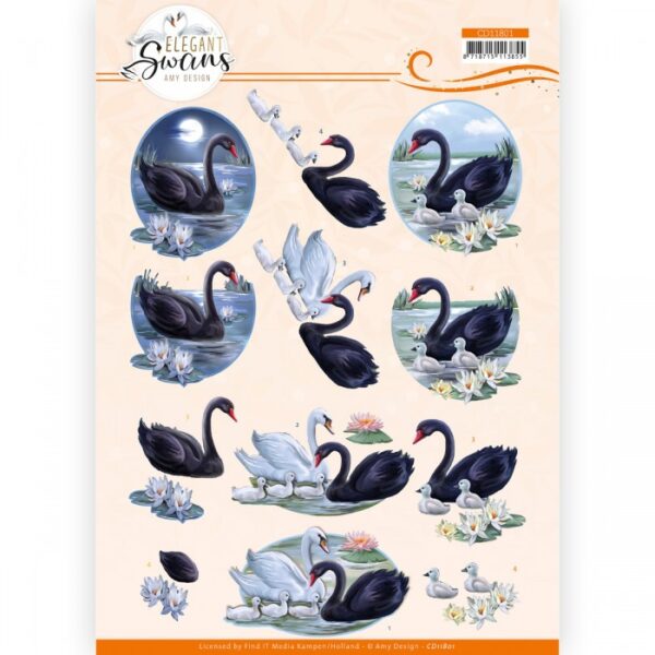 knipvel-Amy-Design -Elegant Swans - Black Swans - CD11801