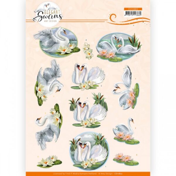 knipvel-Amy-Design -Elegant Swans - Love swans - CD11802