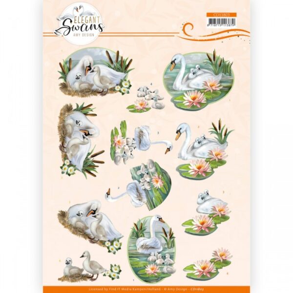 knipvel-Amy-Design - Elegant Swans - Swans Family - CD11803