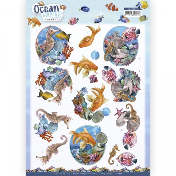 knipvel-3D-Amy Design - Ocean Wonders - Seahorse- CD11810