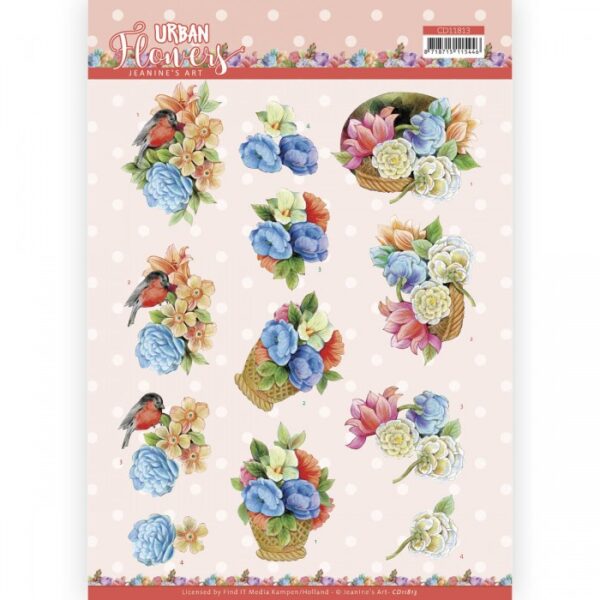 knipvel-3D-Jeanine’s Art - Urban Flowers - Basket of flowers - CD11813
