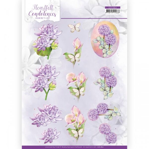 knipvel-3D-Jeanine’s Art - Heartfelt Condolences - Purple Flowers - CD11821