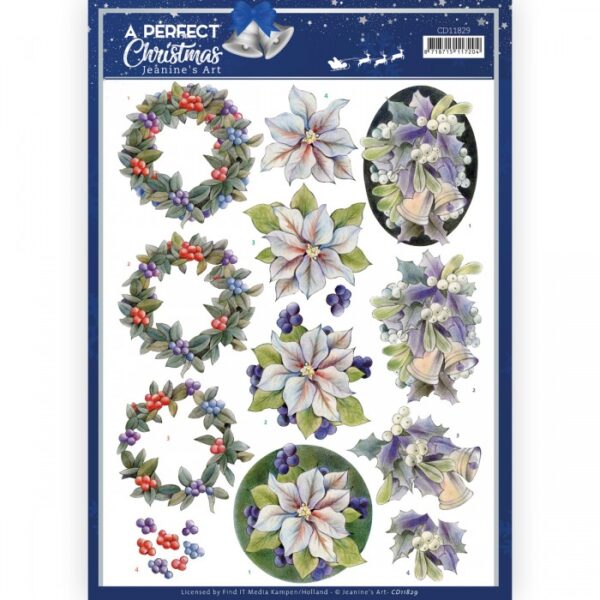 knipvel-3D-Jeanine’s Art - A Perfect Christmas - Purple Christmas Flowers - CD11829