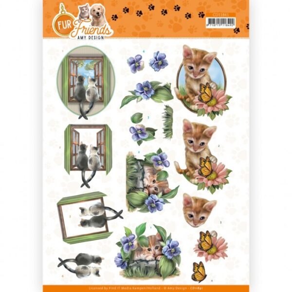 knipvel-Amy Design -Fur Friends - Cats at the Window- CD11841
