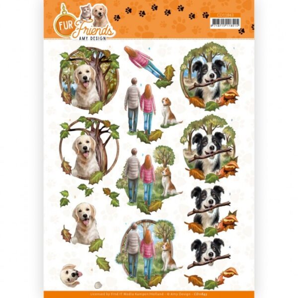 knipvel-Amy Design - Fur Friends - Walking the Dog- CD11843