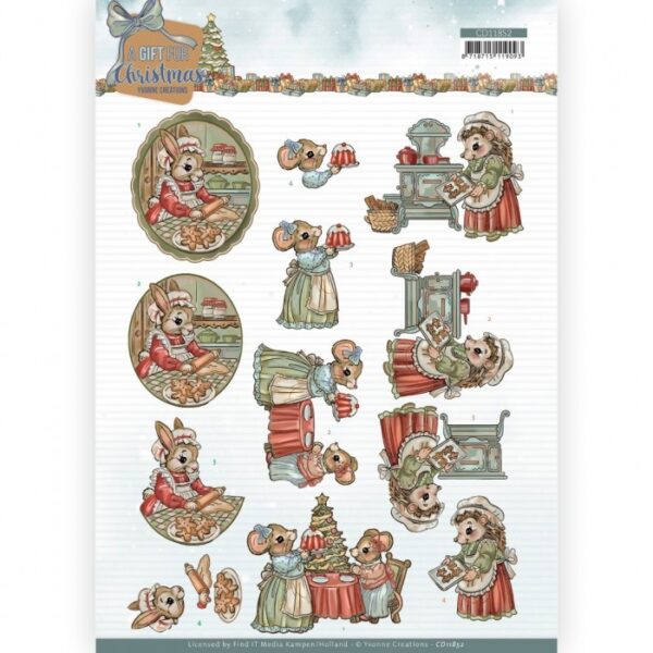 knipvel-3D-Yvonne Creations - A Gift for Christmas - Christmas Cake - CD11852