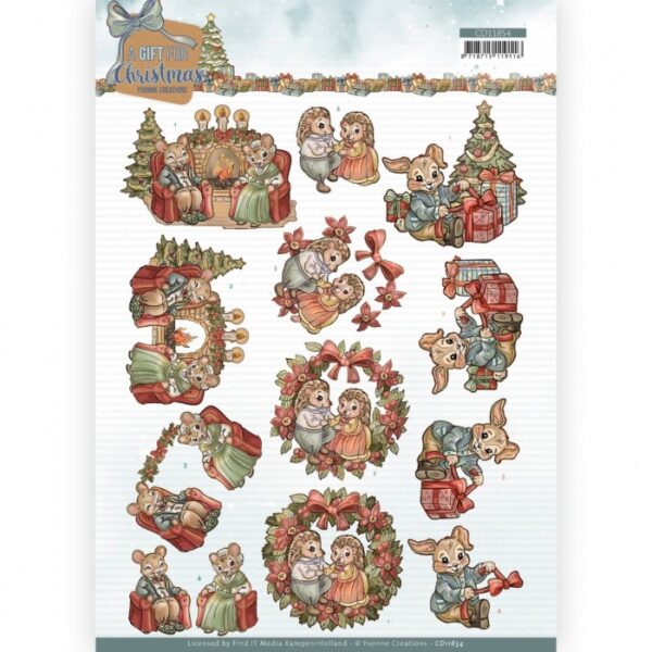 knipvel-3D-Yvonne Creations - A Gift for Christmas - Fireplace - CD11854