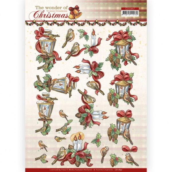 knipvel-3D-Yvonne Creations - The Wonder of Christmas - Wonderful Candles - CD11857