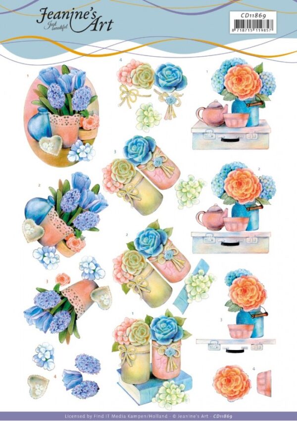 knipvel-3D-Jeanine’s Art - Blue Flowers - CD11869