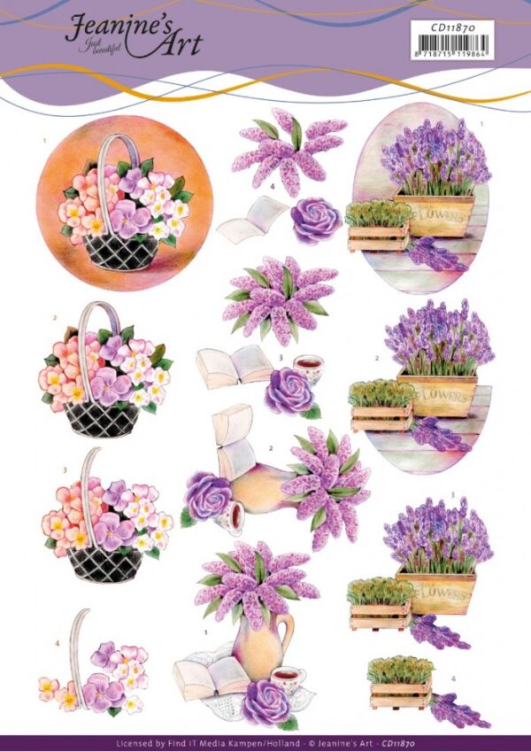 knipvel-3D-Jeanine’s Art - Purple Flowers - CD11870