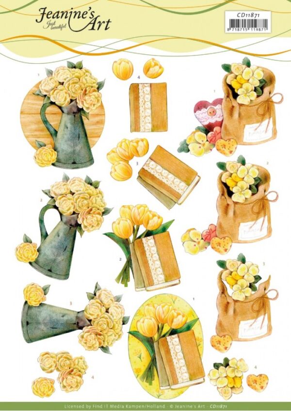 knipvel-3D-Jeanine's Art - Yellow Flowers - CD11871