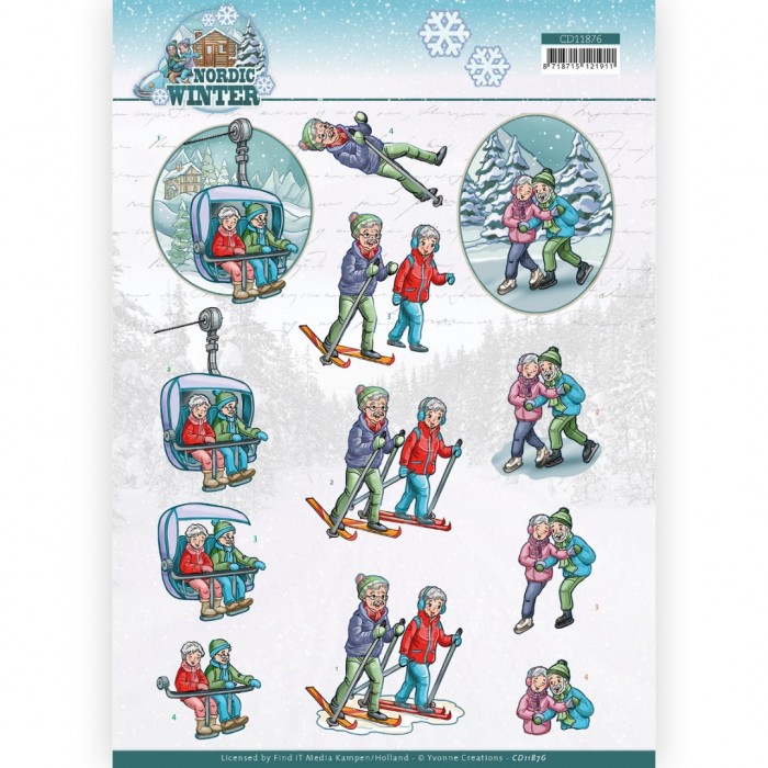 knipvel-3D-Yvonne Creations - Funky Nanna – Nordic Winter - Wintersports - CD11876