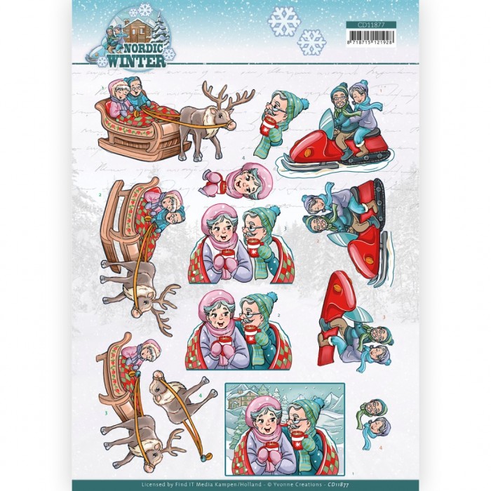 knipvel-3D-Yvonne Creations - Funky Nanna – Nordic Winter - On the go - CD11877