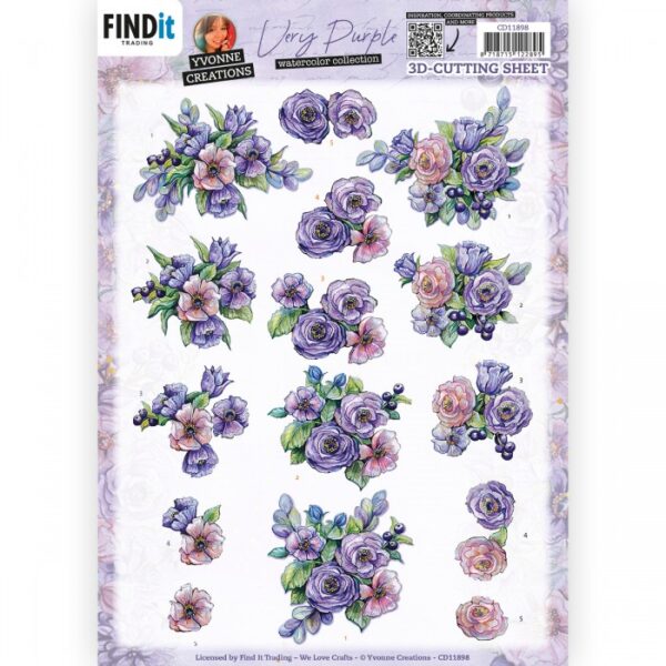 knipvel-3D-Yvonne Creations - Very Purple - Blueberries - CD11898