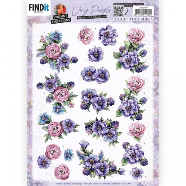 knipvel-3D-Yvonne Creations - Very Purple - Blackberries - CD11899