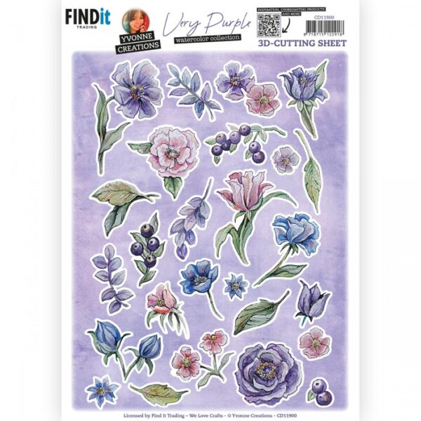 knipvel-3D-Yvonne Creations - Very Purple - Small Elements A - CD11900