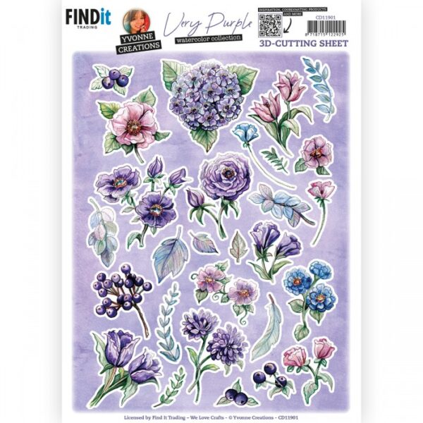 knipvel-3D-Yvonne Creations - Very Purple - Small Elements B - CD11901