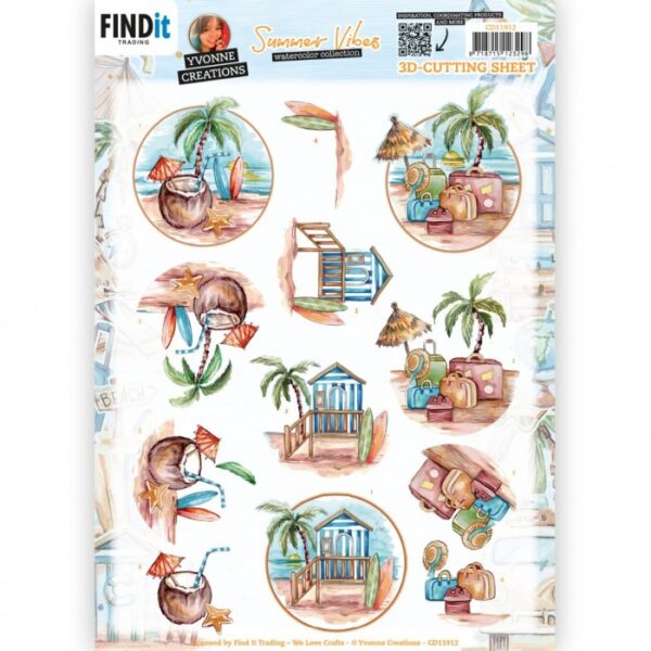 knipvel-3D-Yvonne Creations - Summer Vibes - beach - CD11912