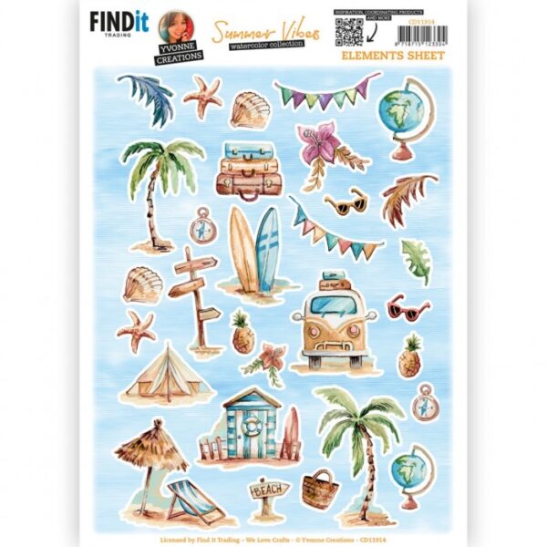 knipvel-3D-Yvonne Creations - Summer Vibes - Small Elements A - CD11914