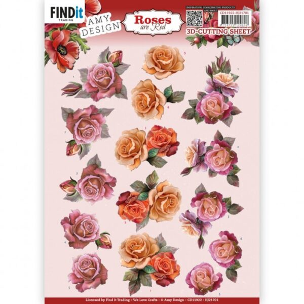 knipvel-3D-Amy Design -Roses Are Red - Roses- CD11922