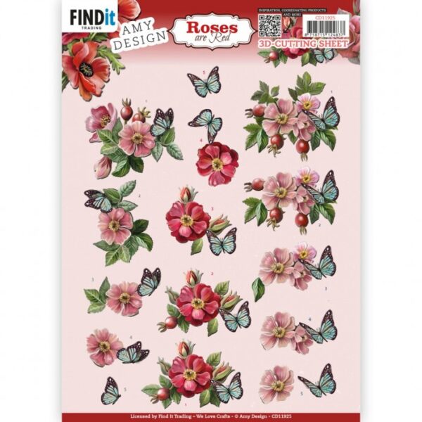 knipvel-3D-Amy Design - Roses Are Red - Rose-hip- CD11925