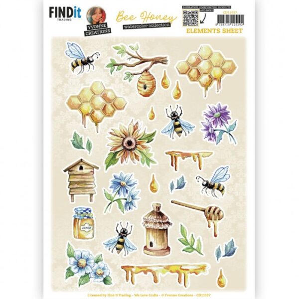 knipvel-3D-Yvonne Creations - Bee Honey - Small Elements B - CD11937