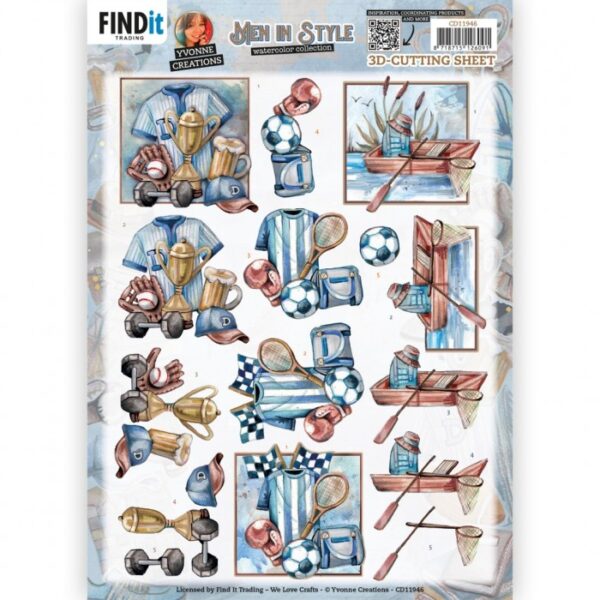 knipvel-3D-Yvonne Creations - Men in Style - Sports - CD11946