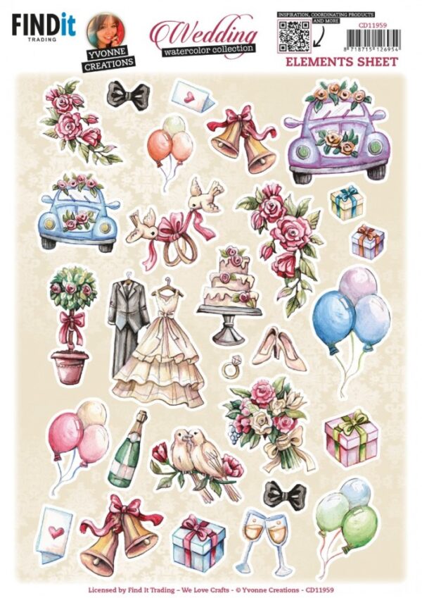 knipvel-3D-Yvonne Creations - Wedding Time - Small Elements A - CD11959