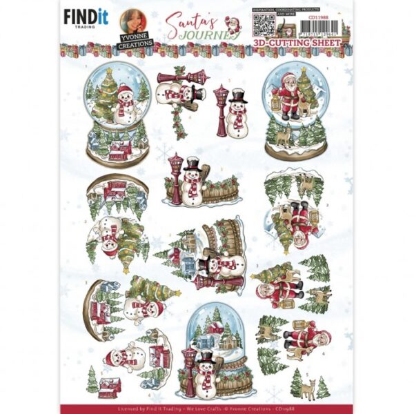 knipvel-3D-Yvonne Creations - Santa's Journey - Globe - CD11988