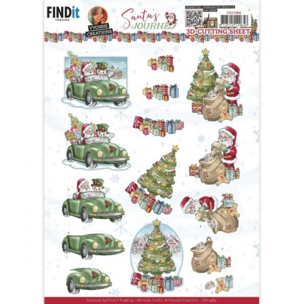 knipvel-3D-Yvonne Creations - Santa's Journey - Car - CD11989