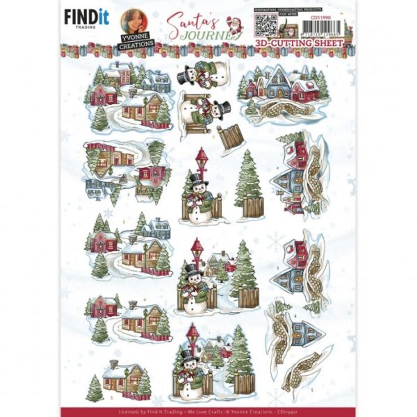 knipvel-3D-Yvonne Creations - Santa's Journey - Village - CD11990