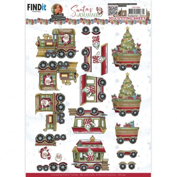 knipvel-3D-Yvonne Creations - Santa's Journey - Train - CD11991