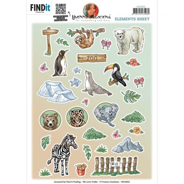 knipvel-3D-Yvonne Creations -Small Elements Zoo B-CD12032