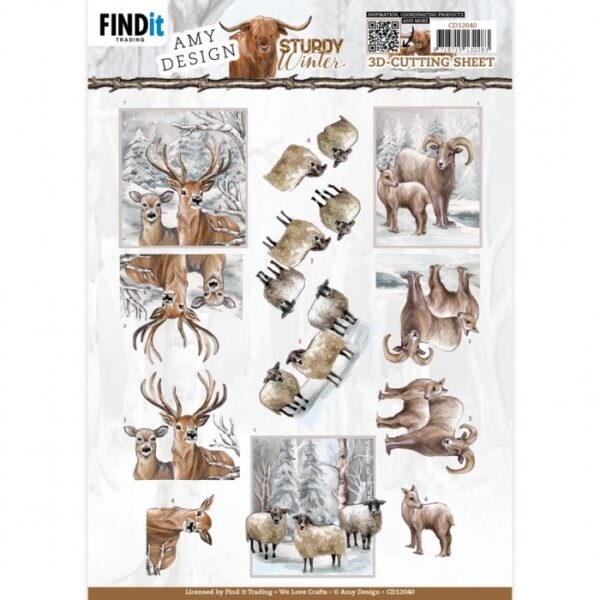knipvel-3D-Amy Design -Sturdy Winter - Deer- CD12040