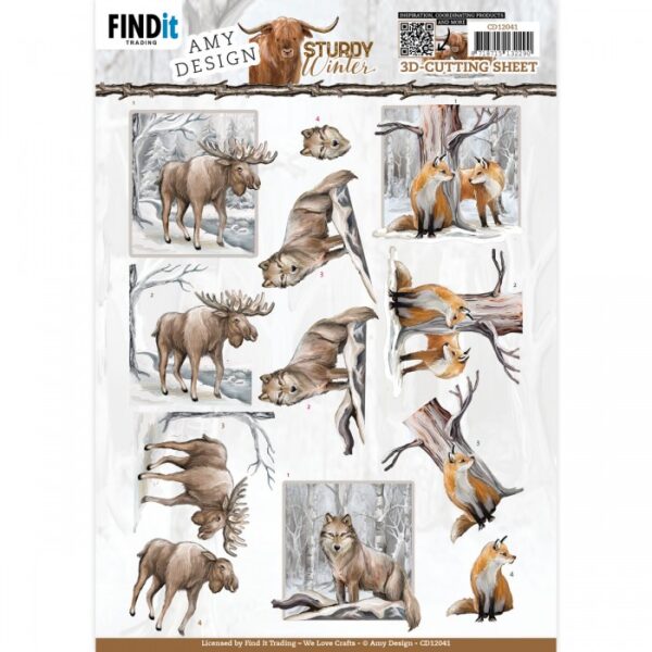 knipvel-3D-Amy Design -Sturdy Winter - Moose- CD12041