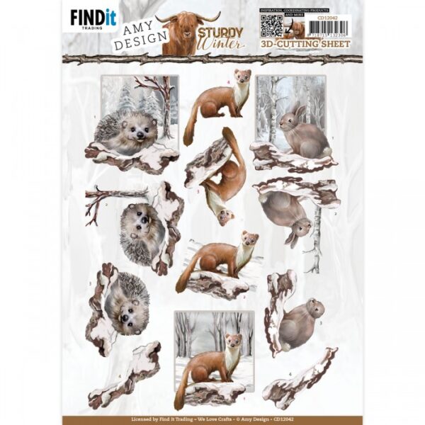 knipvel-3D-Amy Design -Sturdy Winter - Hedgehog- CD12042