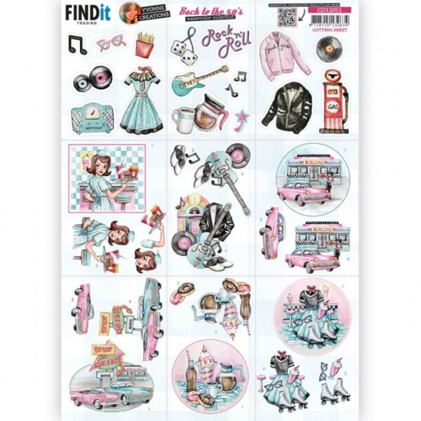 knipvel-3D-Yvonne Creations - Back to the fifties - Mini - CD12051