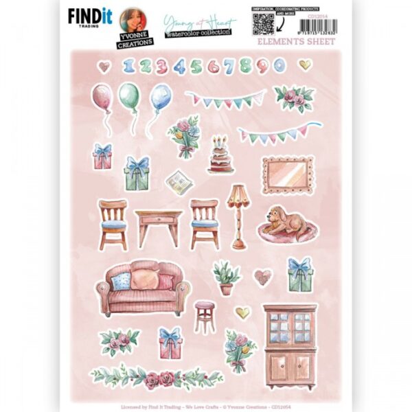 knipvel-3D-Yvonne Creations - Young at Heart - Small Elements A - CD12054