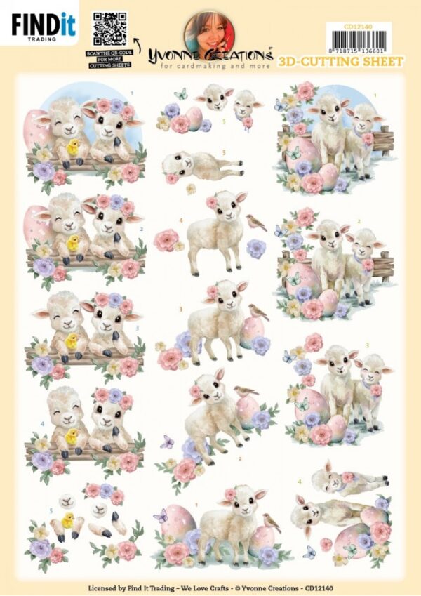 knipvel-3D-Yvonne Creations - Easter Lamb - CD12140