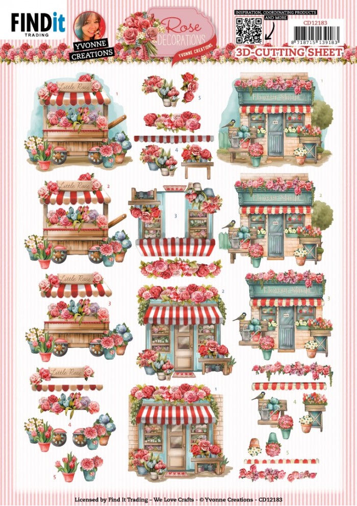 knipvel-3D-Yvonne Creations - Rose Decorations - Rose Shopping - CD12183