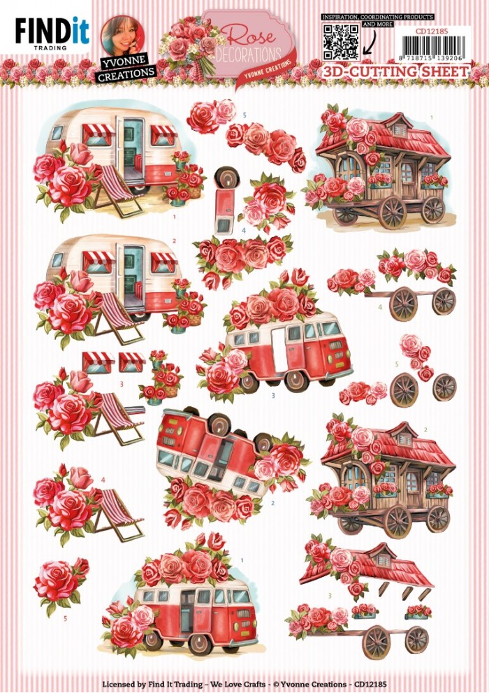 knipvel-3D-Yvonne Creations - Rose Decorations - Rose Transport - CD12185