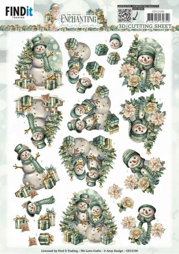 knipvel-3D-Amy Design - Enchanting Christmas - Snowmen-CD12190