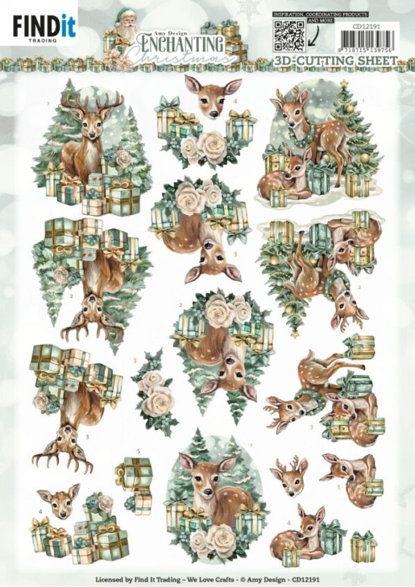 knipvel-3D-Amy Design - Enchanting Christmas - Deer-CD12191