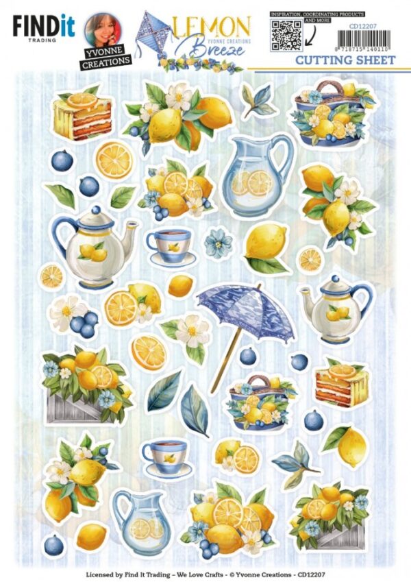 knipvel-3D-Yvonne Creations -  Lemon Breeze - Small Elements - CD12207