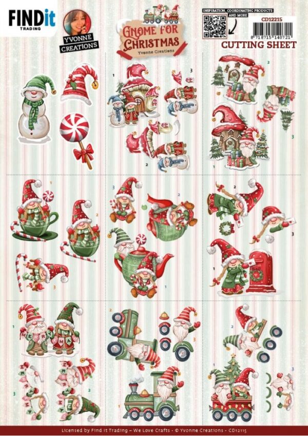 knipvel-3D-Yvonne Creations - Gnome for Christmas - Mini - CD12215