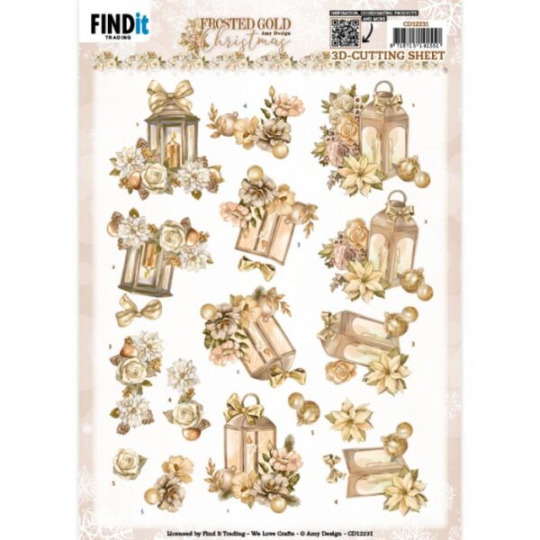 knipvel-3D-Amy Design -Frosted Gold Christmas - Lantern - CD12231