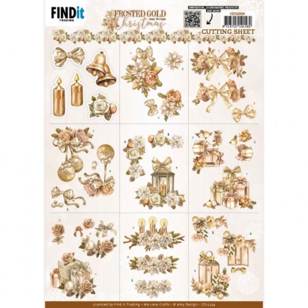 knipvel-3D-Amy Design -Frosted Gold Christmas - Mini - CD12234