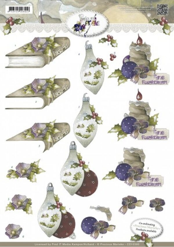 knipvel-3D- Precious Marieke - Kerstdecoratie Wonderful Christmas-CD10380
